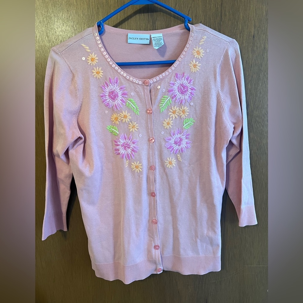 Pink floral small sweater